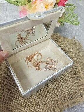 Silver Metallic Portable Jewelry box
